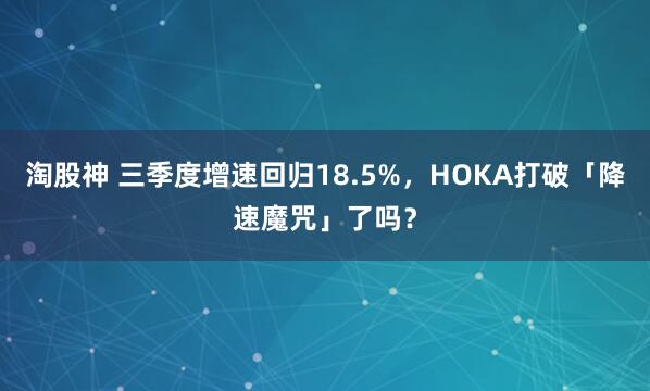 淘股神 三季度增速回归18.5%，HOKA打破「降速魔咒」了吗？