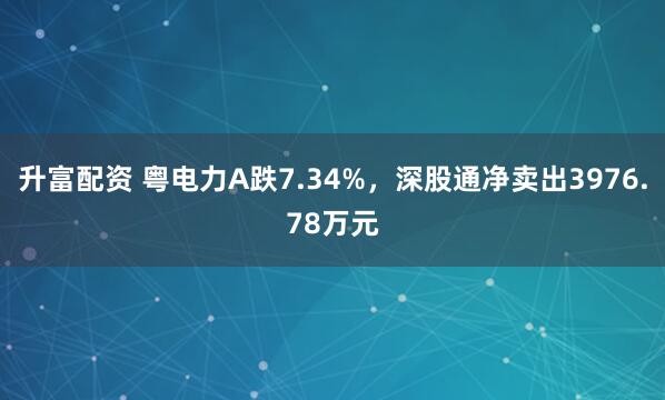 升富配资 粤电力A跌7.34%，深股通净卖出3976.78万元