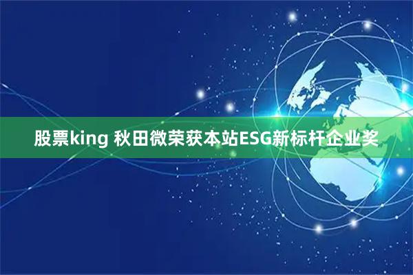 股票king 秋田微荣获本站ESG新标杆企业奖